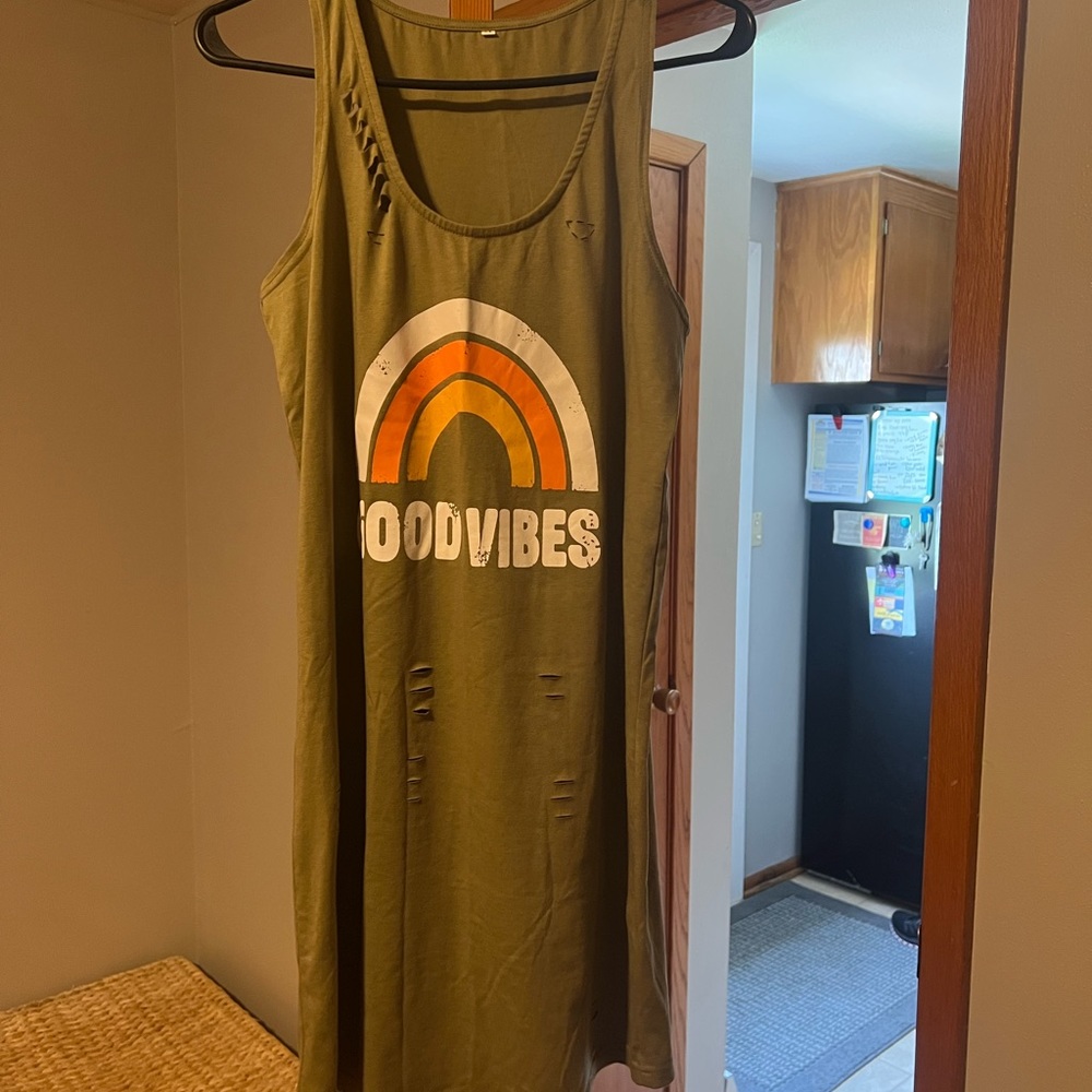 Good vibes distressed dress